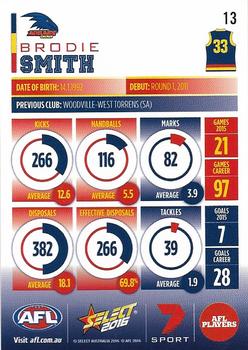 2016 Select Footy Stars #13 Brodie Smith Back